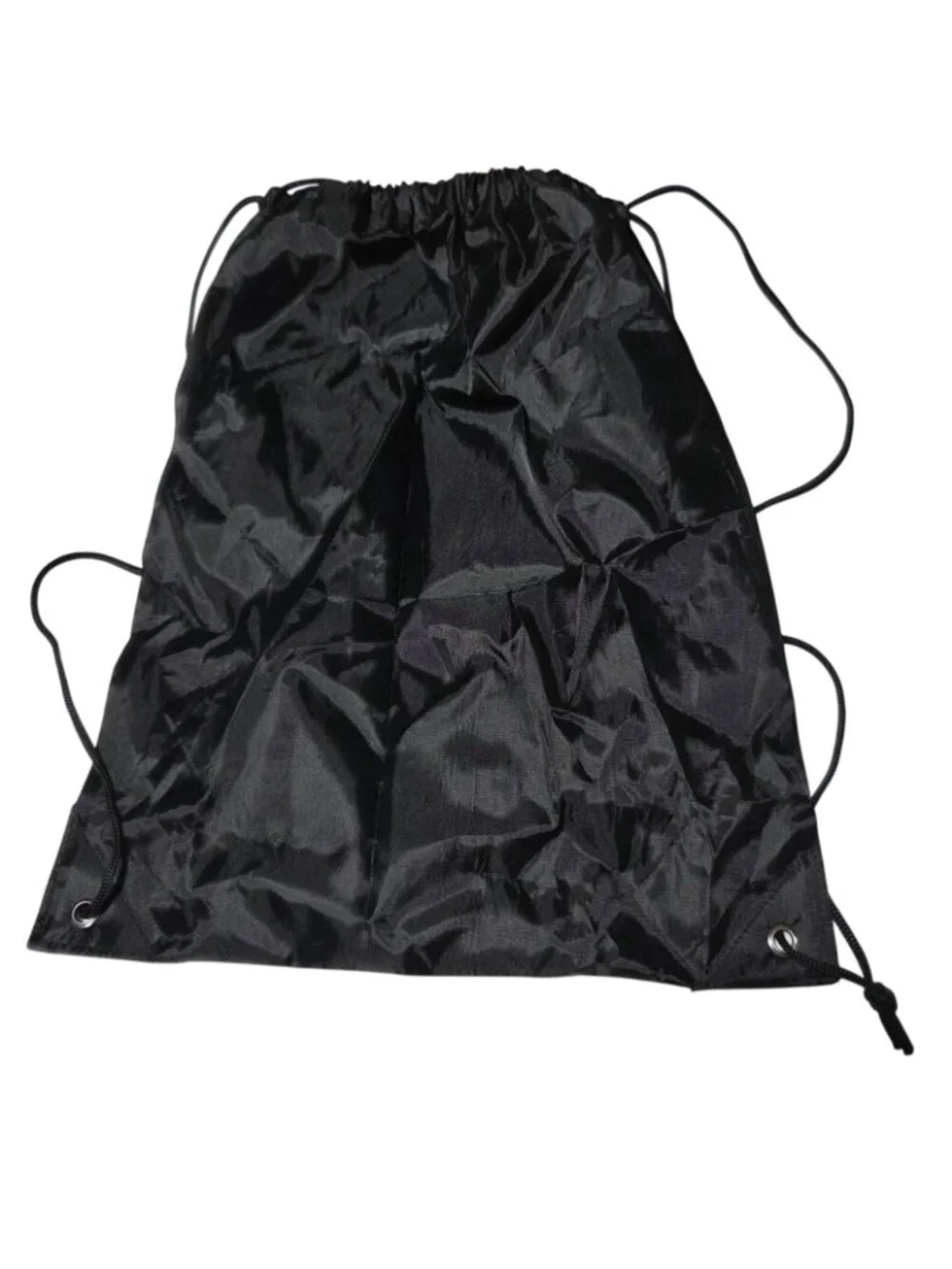 Black Drawstring Backpack Lightweight Nylon Gym School Travel Bag Lightweight
